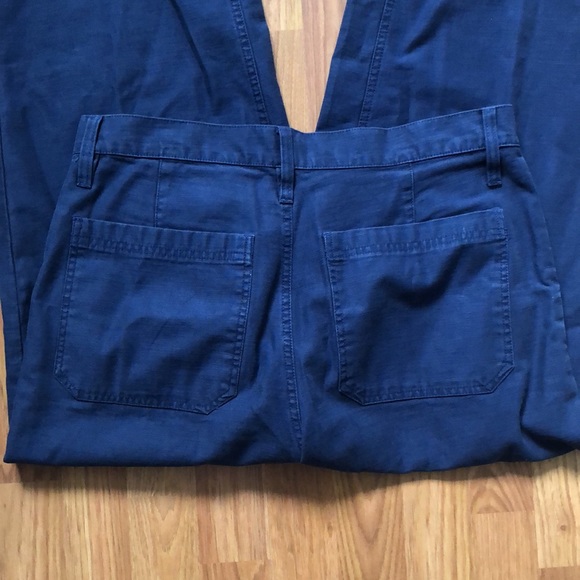 J.Crew Blue Cotton Wide Leg Button Front Pants Sz 30 - Picture 7 of 10